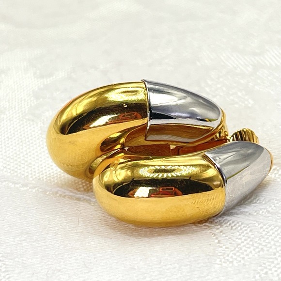 Givenchy Jewelry - Vintage Givenchy Clip-On Earrings Silver & Gold Tone Signed Paris New York 1976
